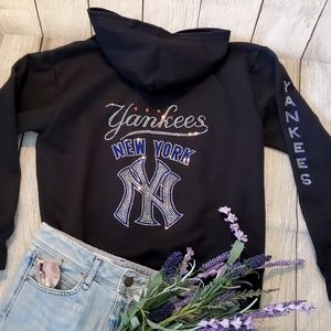 New Bling New York Yankees Black Zip Up Jacket Unisex sizes Small thru XL